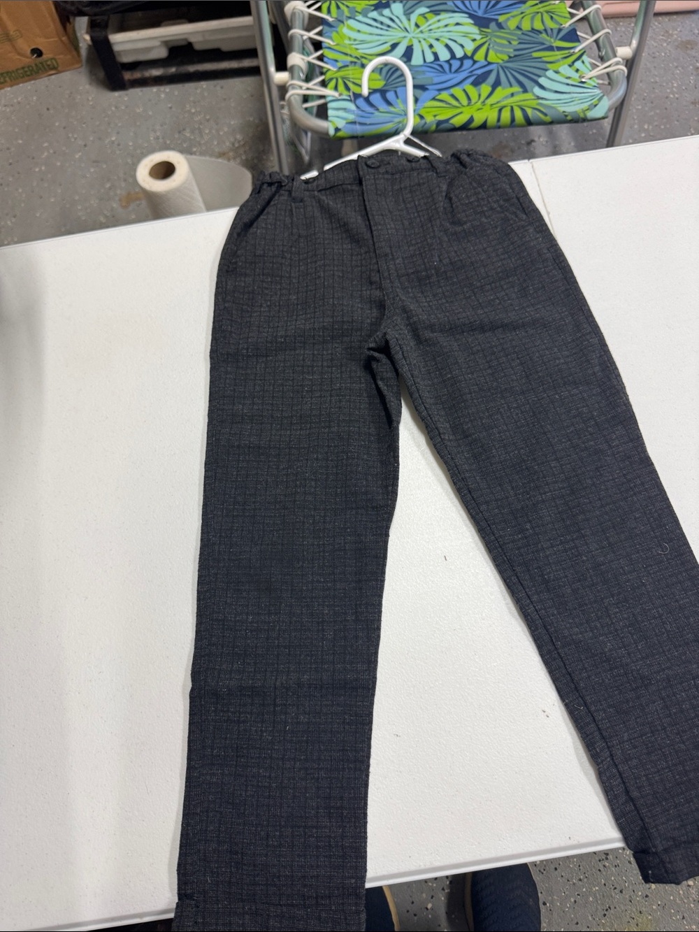 Kids Charcoal Plaid Elastic-Waist Casual Pants